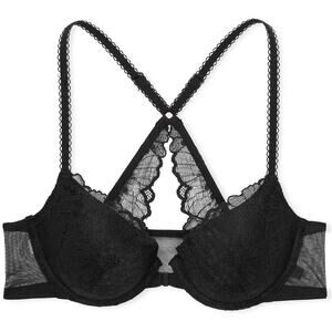 VS Victoria's Secret Sexy Tee Lightly Lined Lace Demi Bra Black 32D NEW